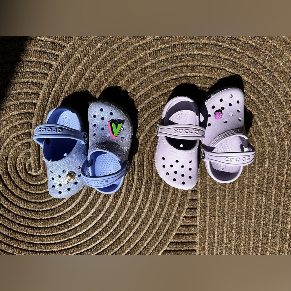 CROCS‎ Bundle: 2 Kid Clog Waterproof Play Shoe Slip-On Light Purple C7 C8